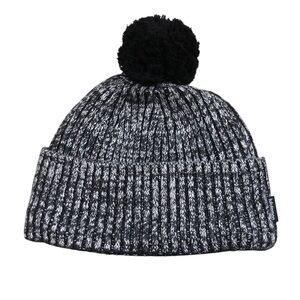 Lululemon Textured knit black & grey Beanie Winter hat Fleece Lined One Size